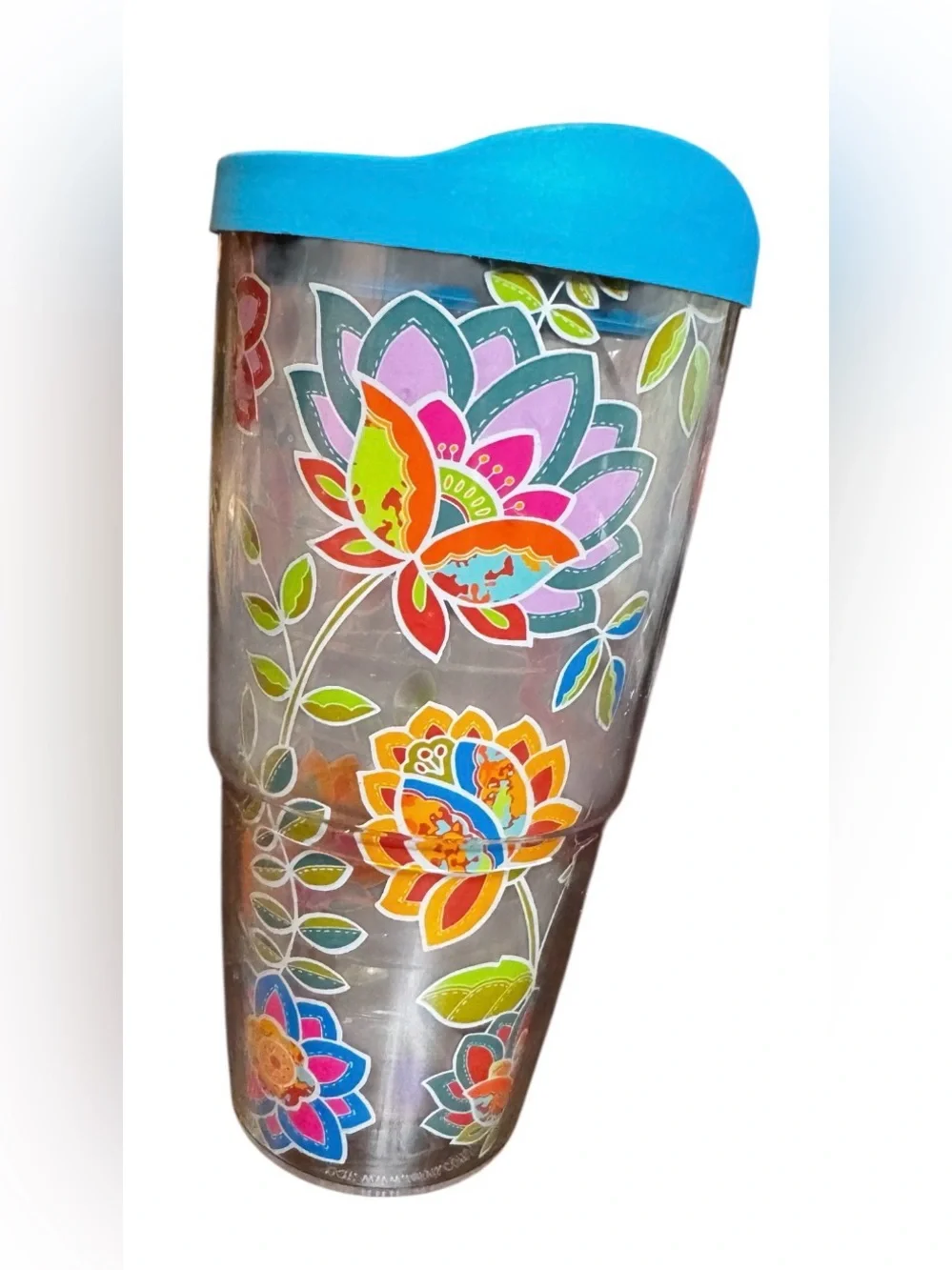 Tervis Tumbler 24 oz Boho Retro Flower Insulated Travel Cup Slide Close Snap Lid